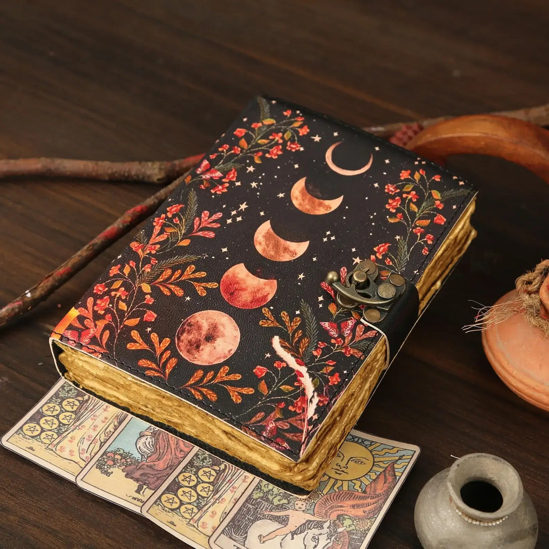 Vintage Leather Journal with Printed Cover