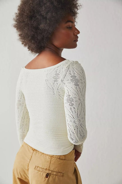 Fitted Long Sleeve Shirred Top