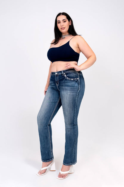 Fleur-de-lis Plus Size Bootcut Jeans