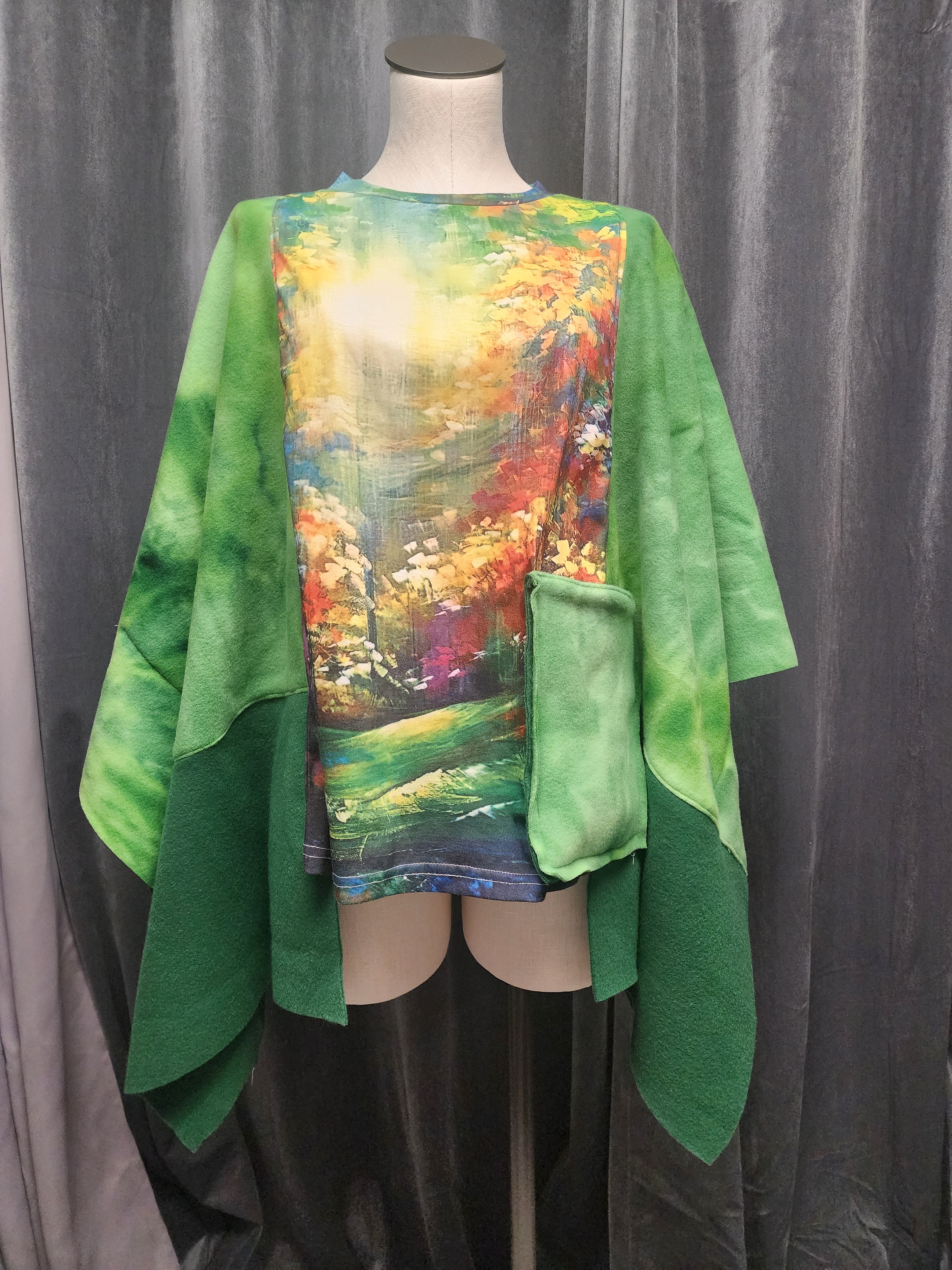 Green Fleece Poncho