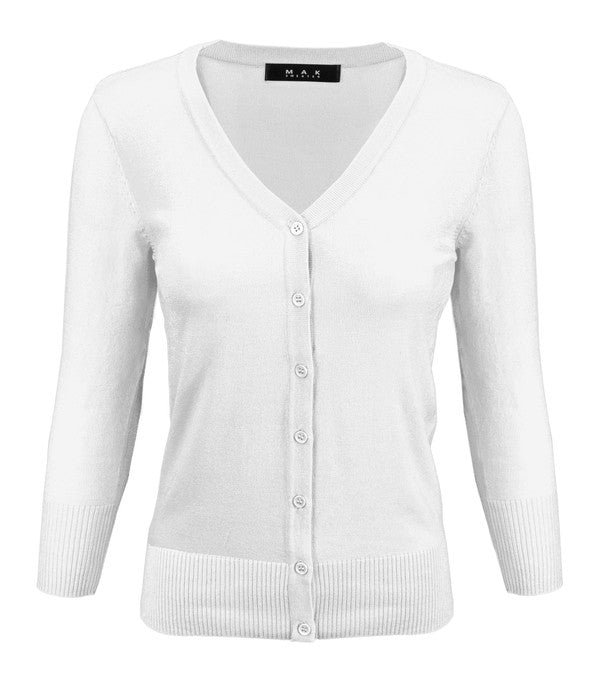 V-Neck Button Down Knit Plus Size Cardigan Sweater