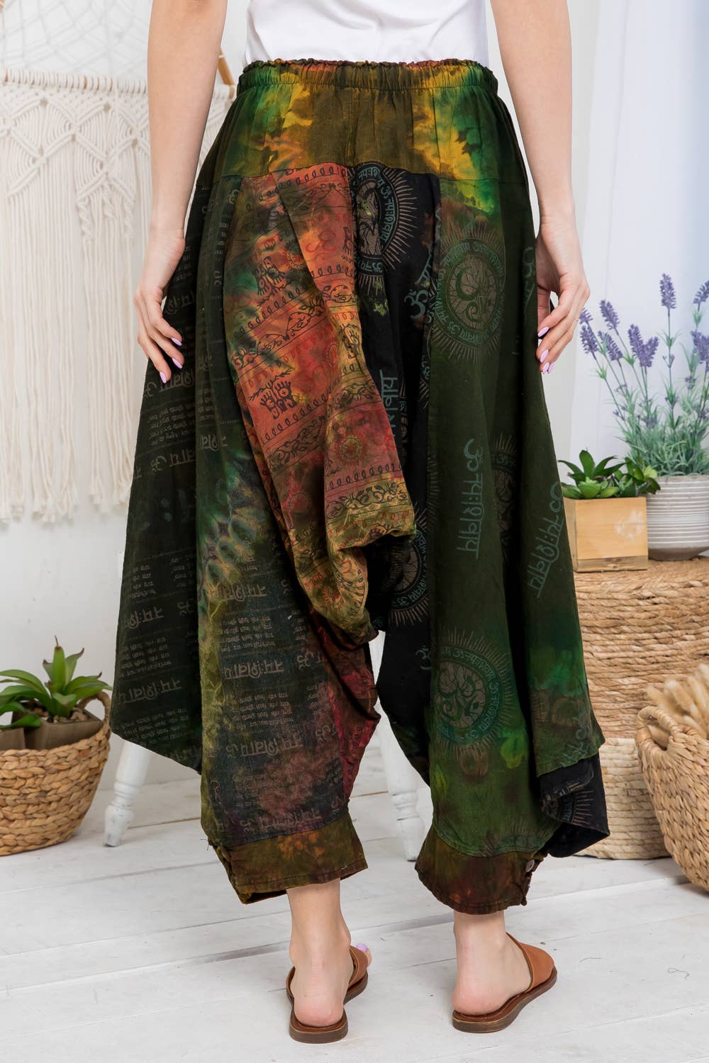 Patchwork Harem Pants with Side Pocket