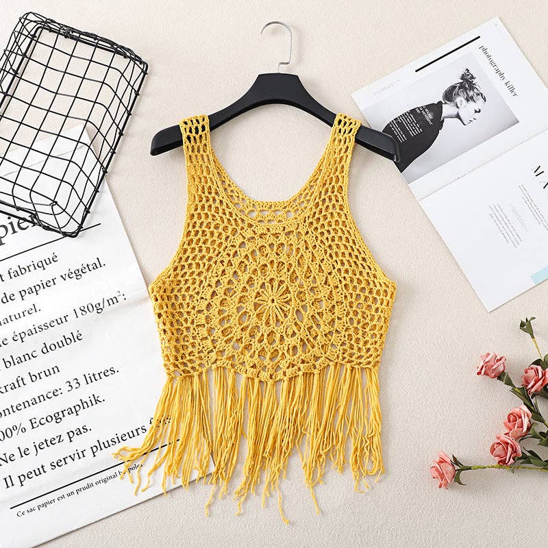 Vintage Bohemian Crochet Fringe Tank Top