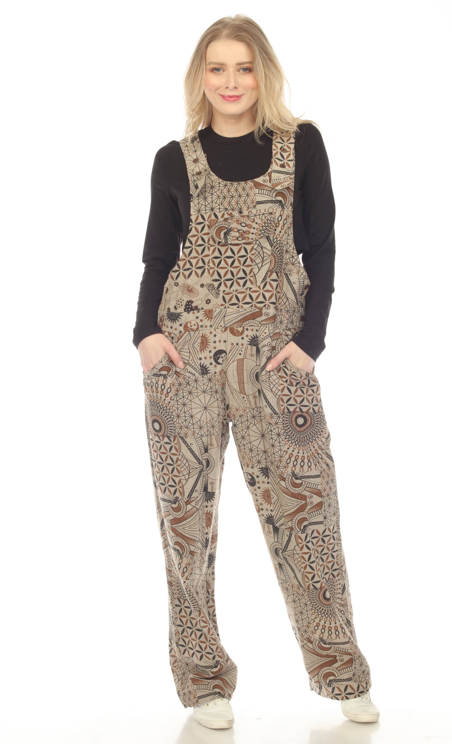 Cotton Multi Taupe Jumpsuit Overall