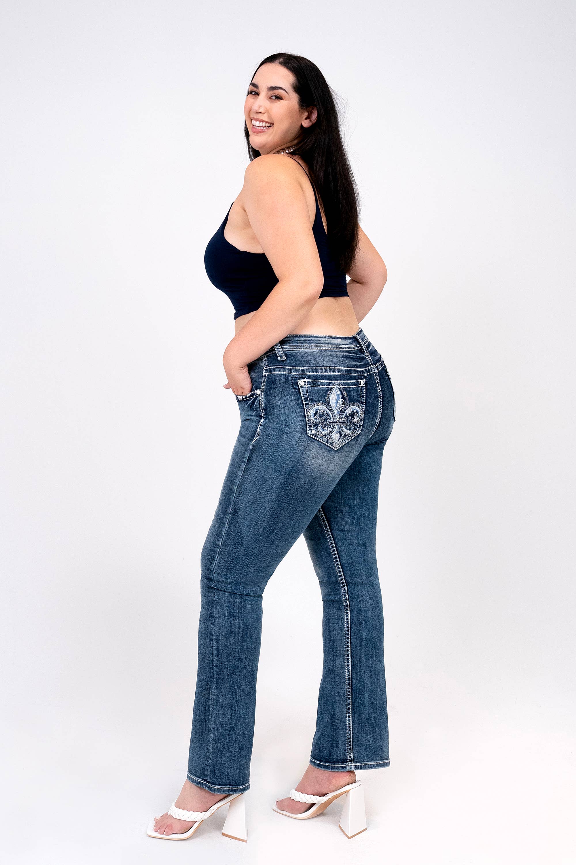 Fleur-de-lis Plus Size Bootcut Jeans