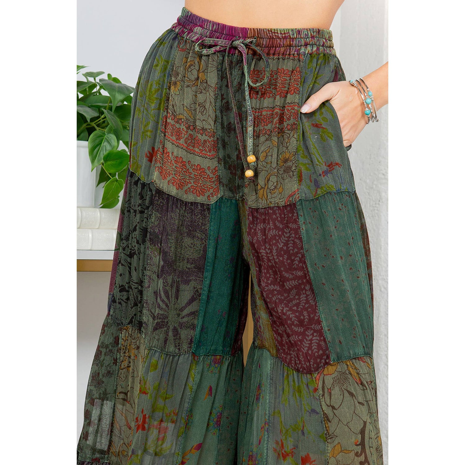 Long Flared Patchwork Pants