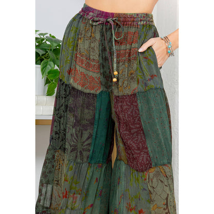 Long Flared Patchwork Pants