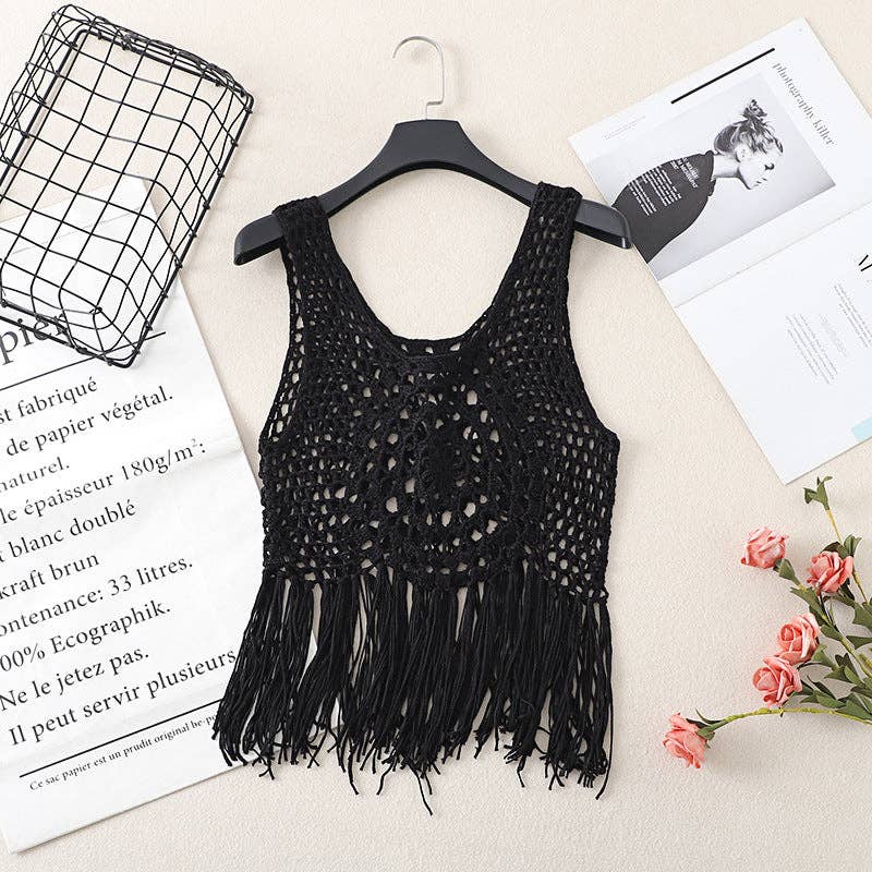 Vintage Bohemian Crochet Fringe Tank Top