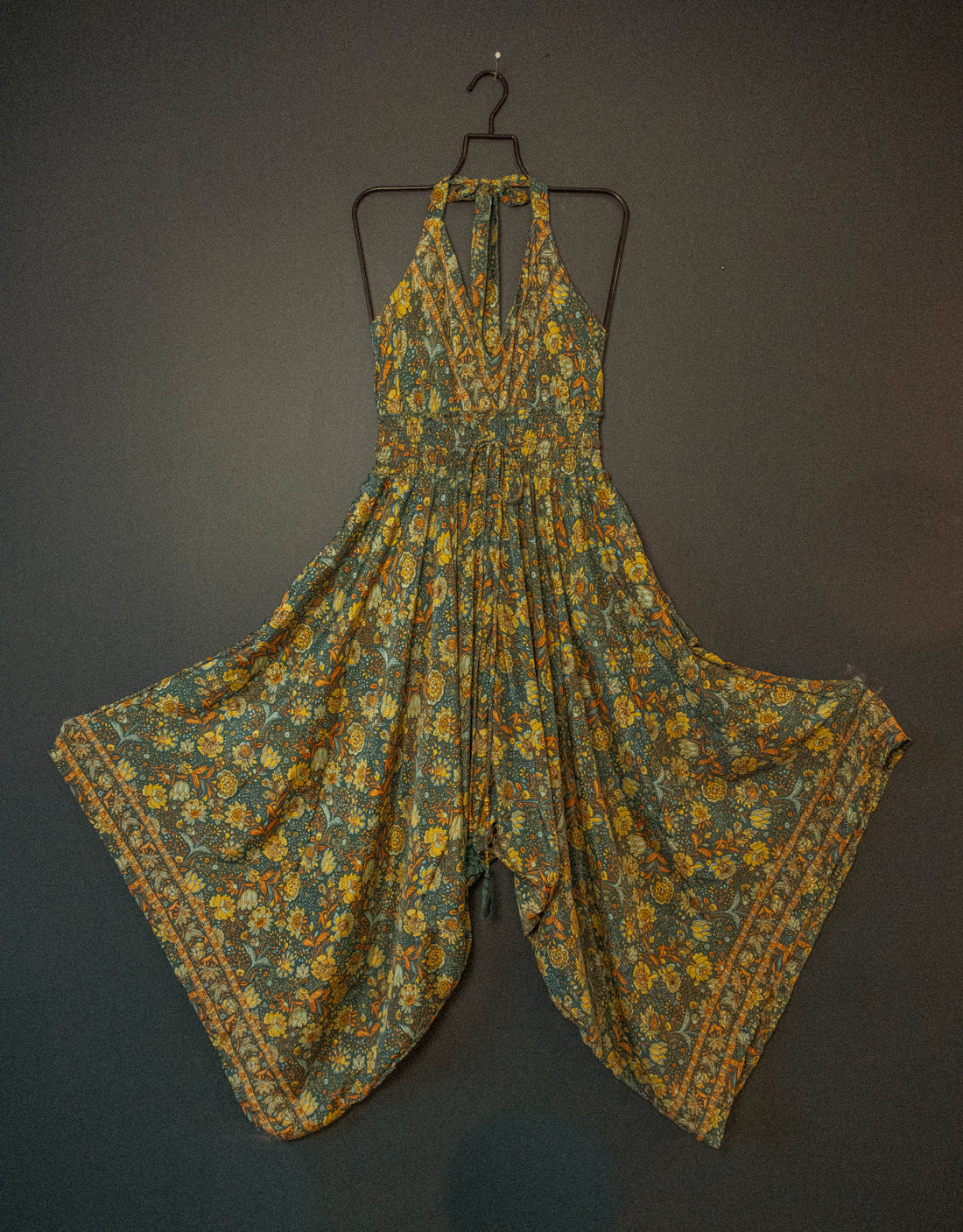 Flowy Floral Silk Halter Top Jumpsuit