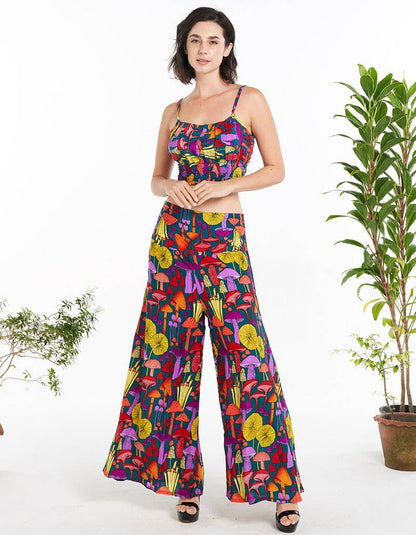 Mushroom Print Palazzo Pants