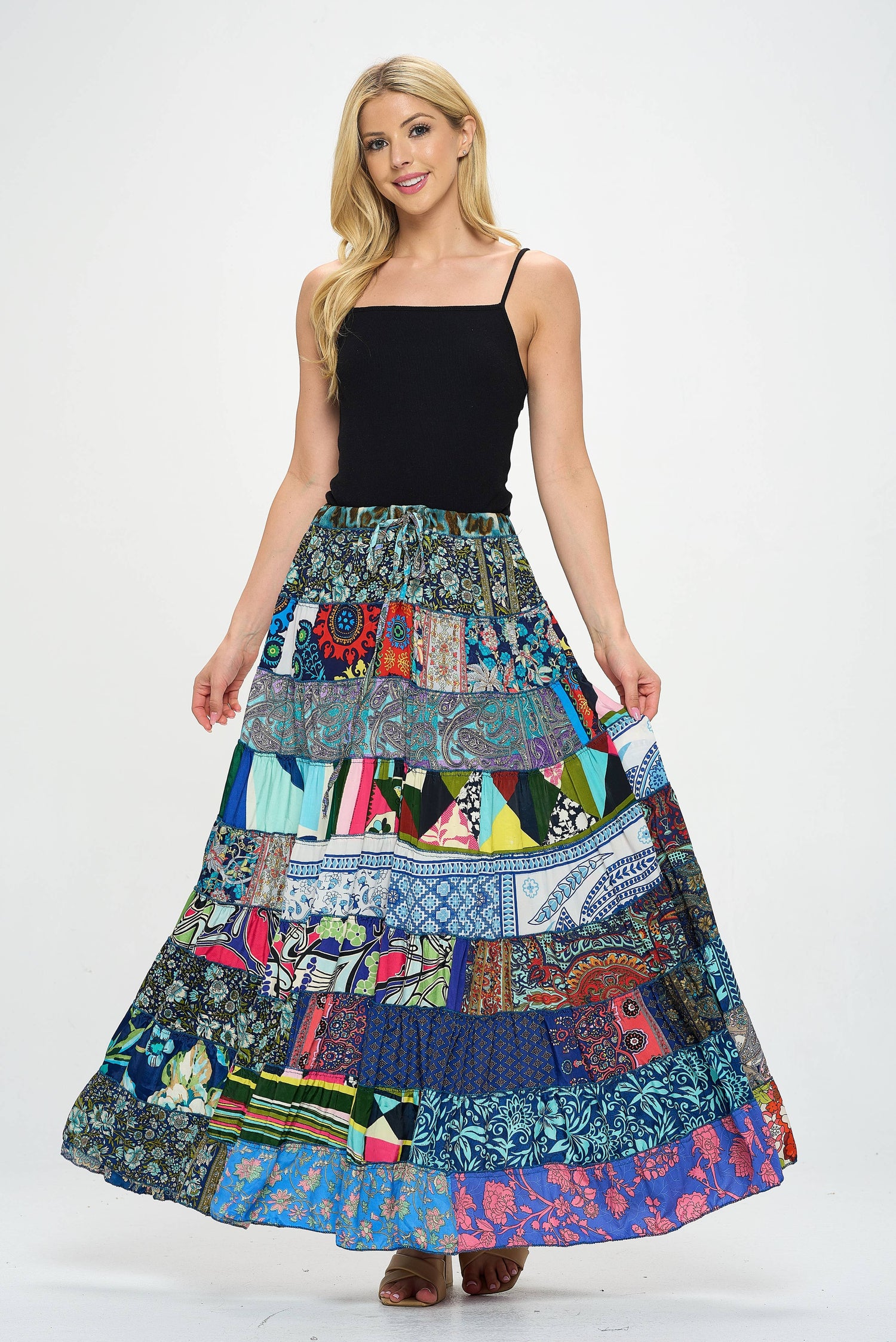 Multi-patch Maxi Skirt