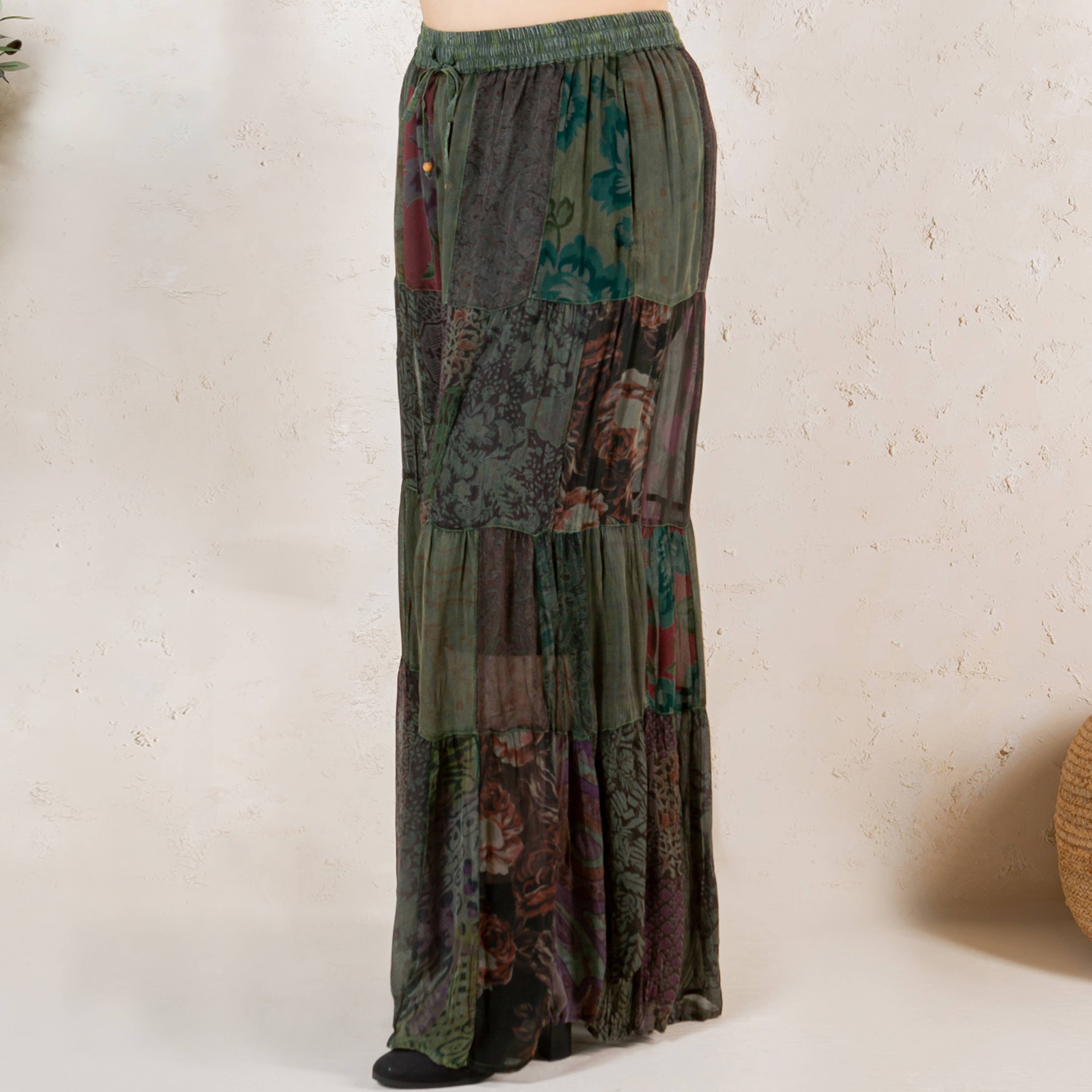 Long Flared Patchwork Pants