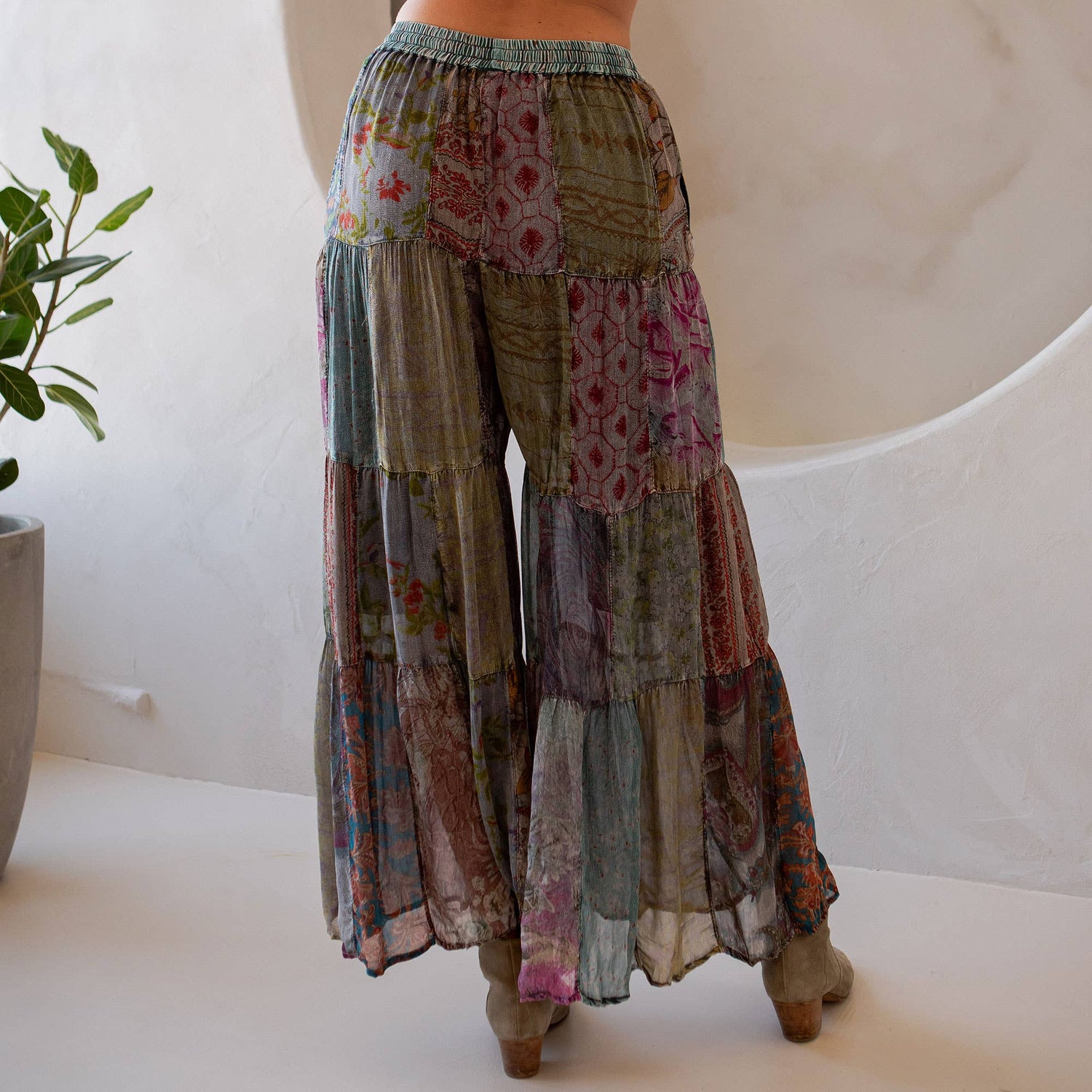 Long Flared Patchwork Pants