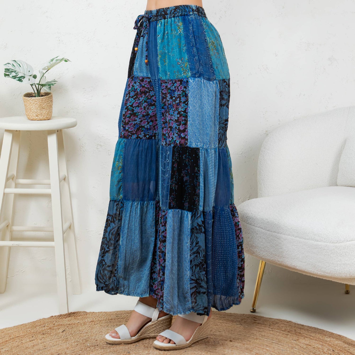 Long Flared Patchwork Pants