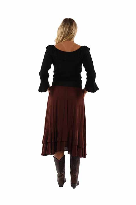 Long Flowy Skirt with Faux Belt