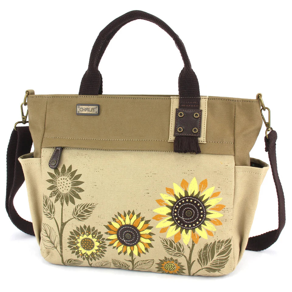 Canvas Print Pocket Tote - Sunflower