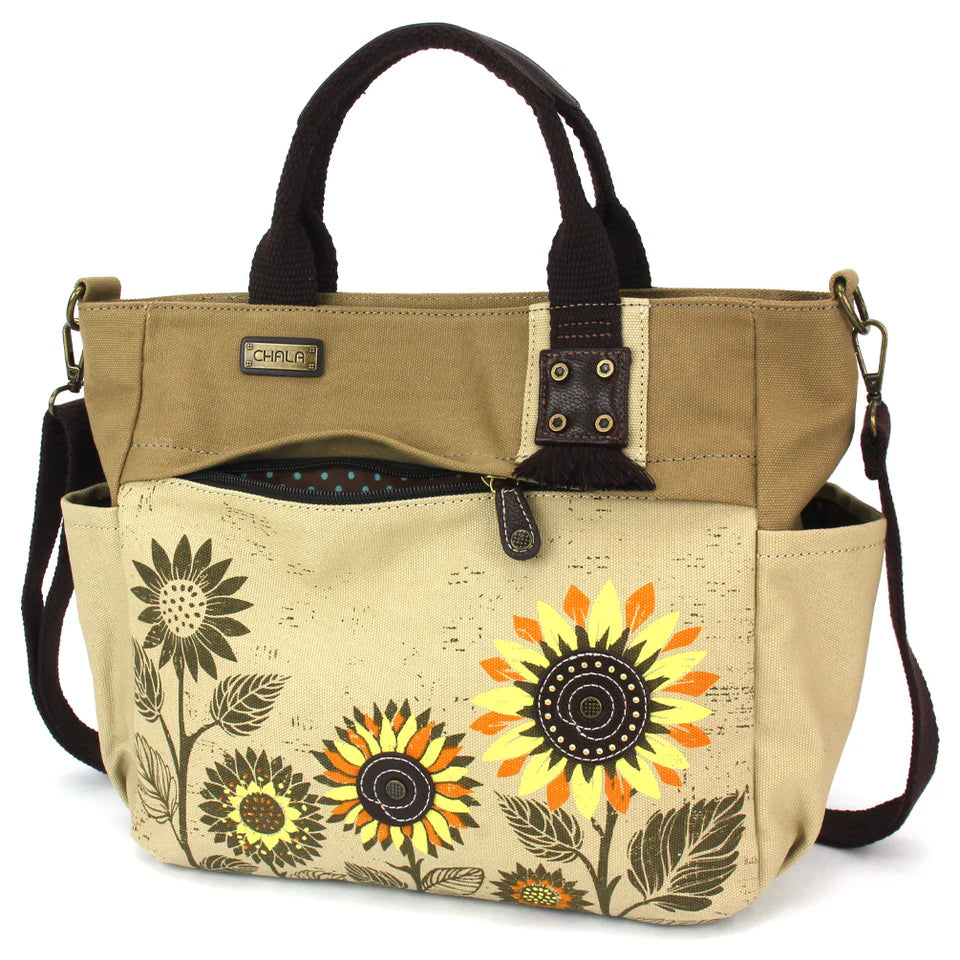 Canvas Print Pocket Tote - Sunflower