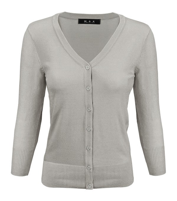 V-Neck Button Down Knit Plus Size Cardigan Sweater