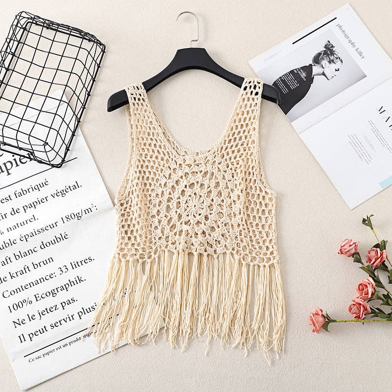 Vintage Bohemian Crochet Fringe Tank Top