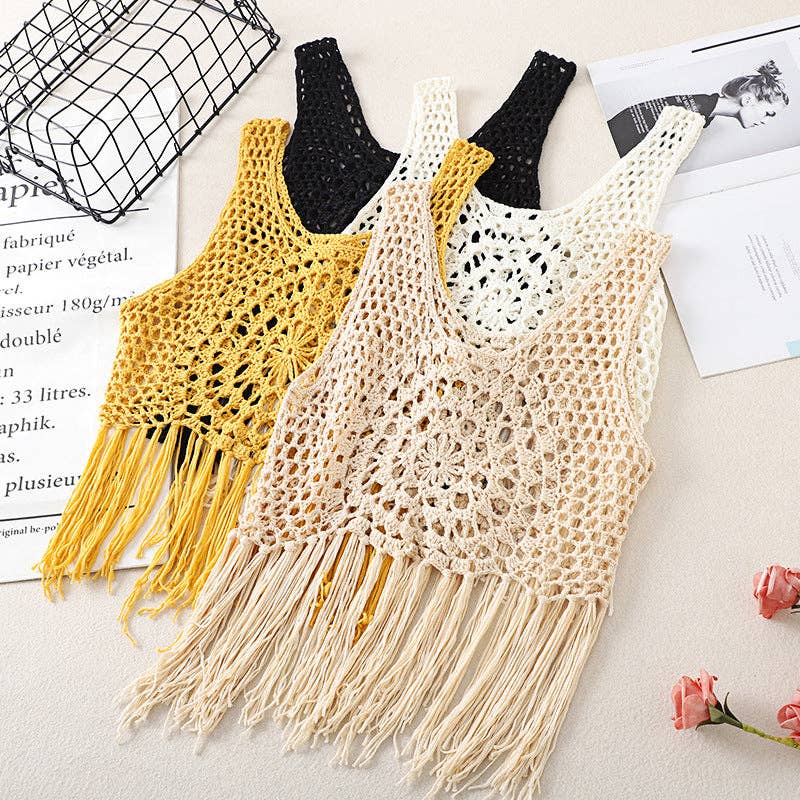 Vintage Bohemian Crochet Fringe Tank Top