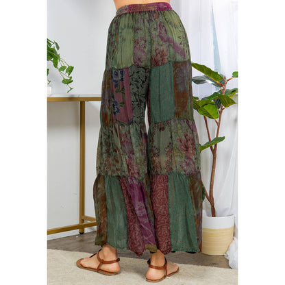 Long Flared Patchwork Pants Plus