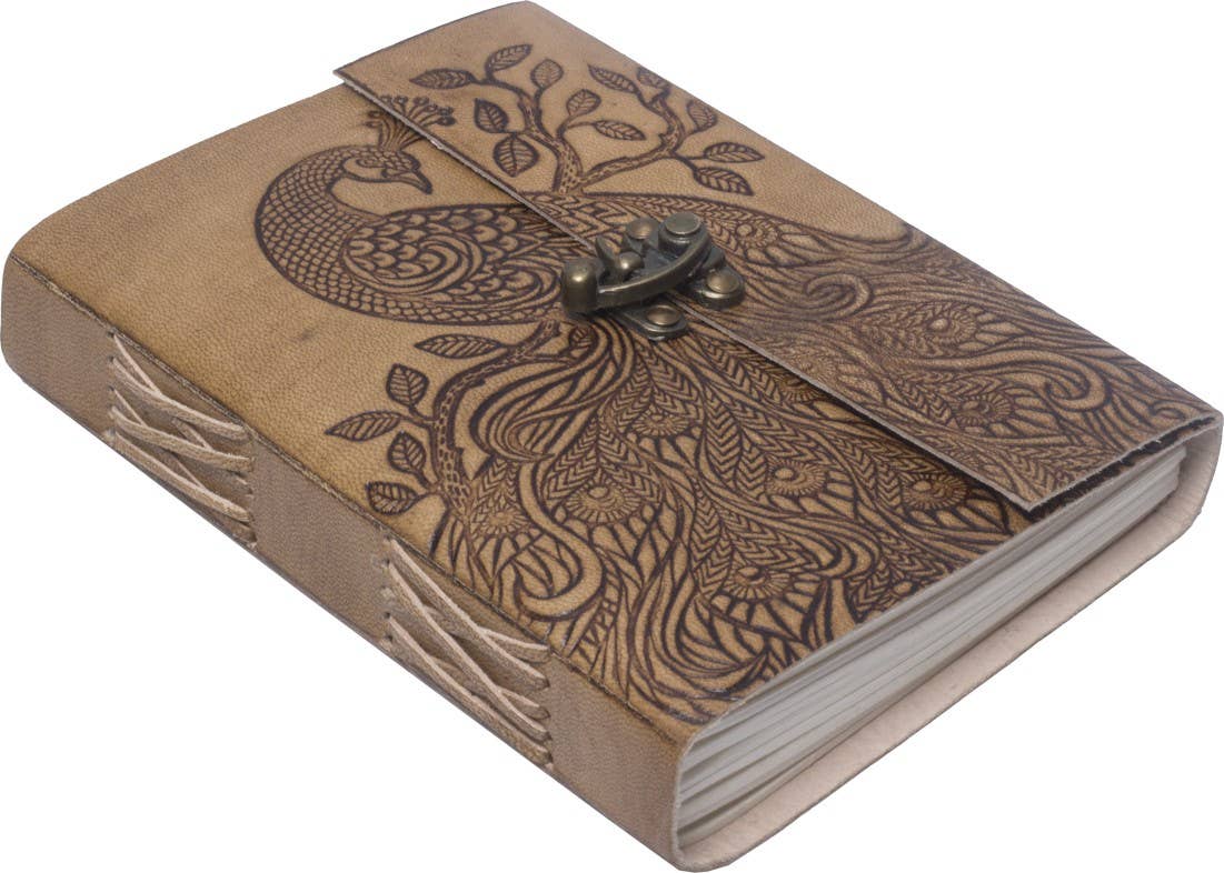 Peacock Embossed Leather Journal