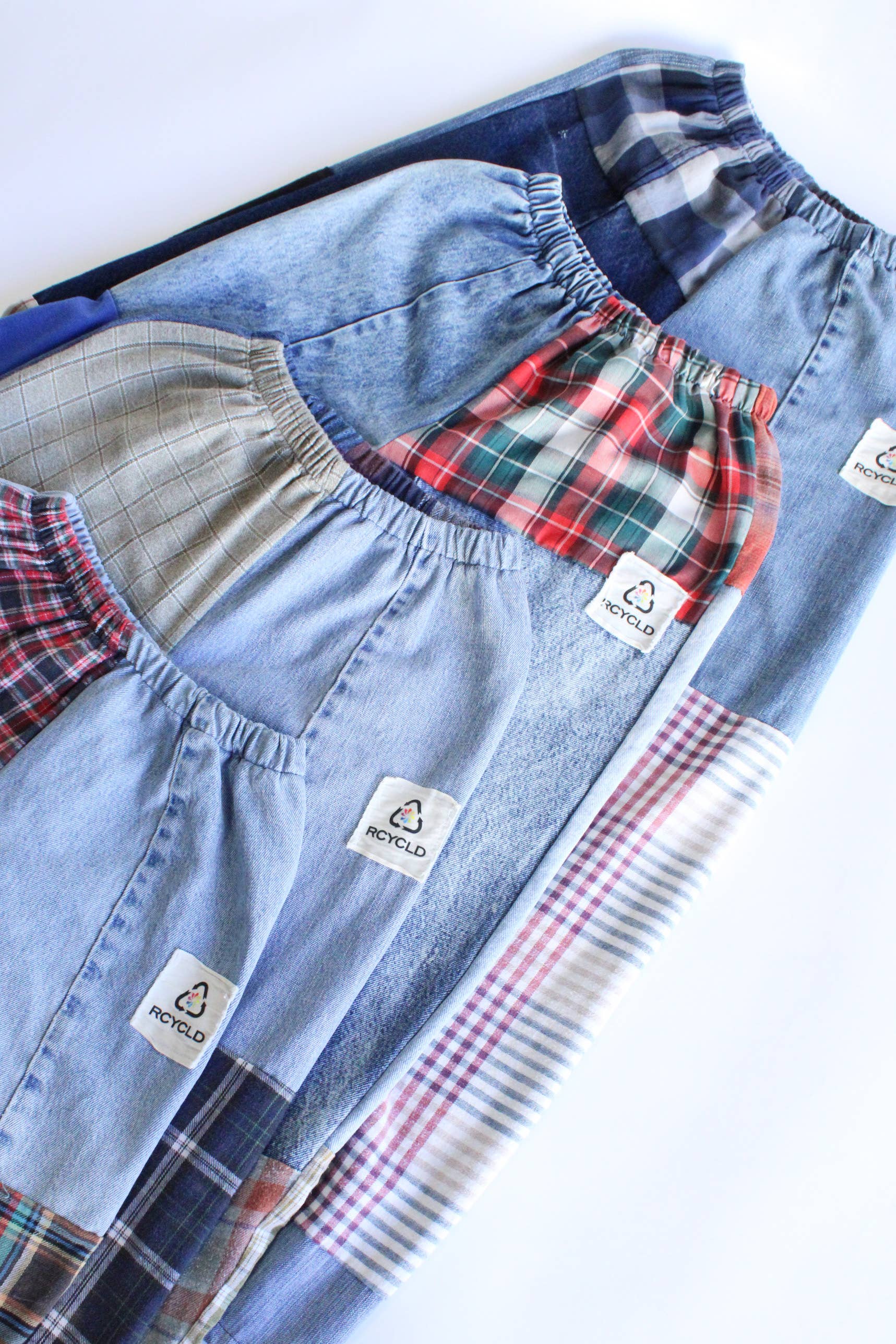 Flannel &amp; Denim Combo Pants