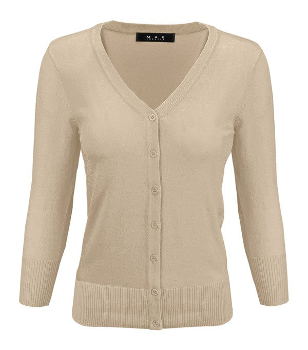 V-Neck Button Down Knit Plus Size Cardigan Sweater