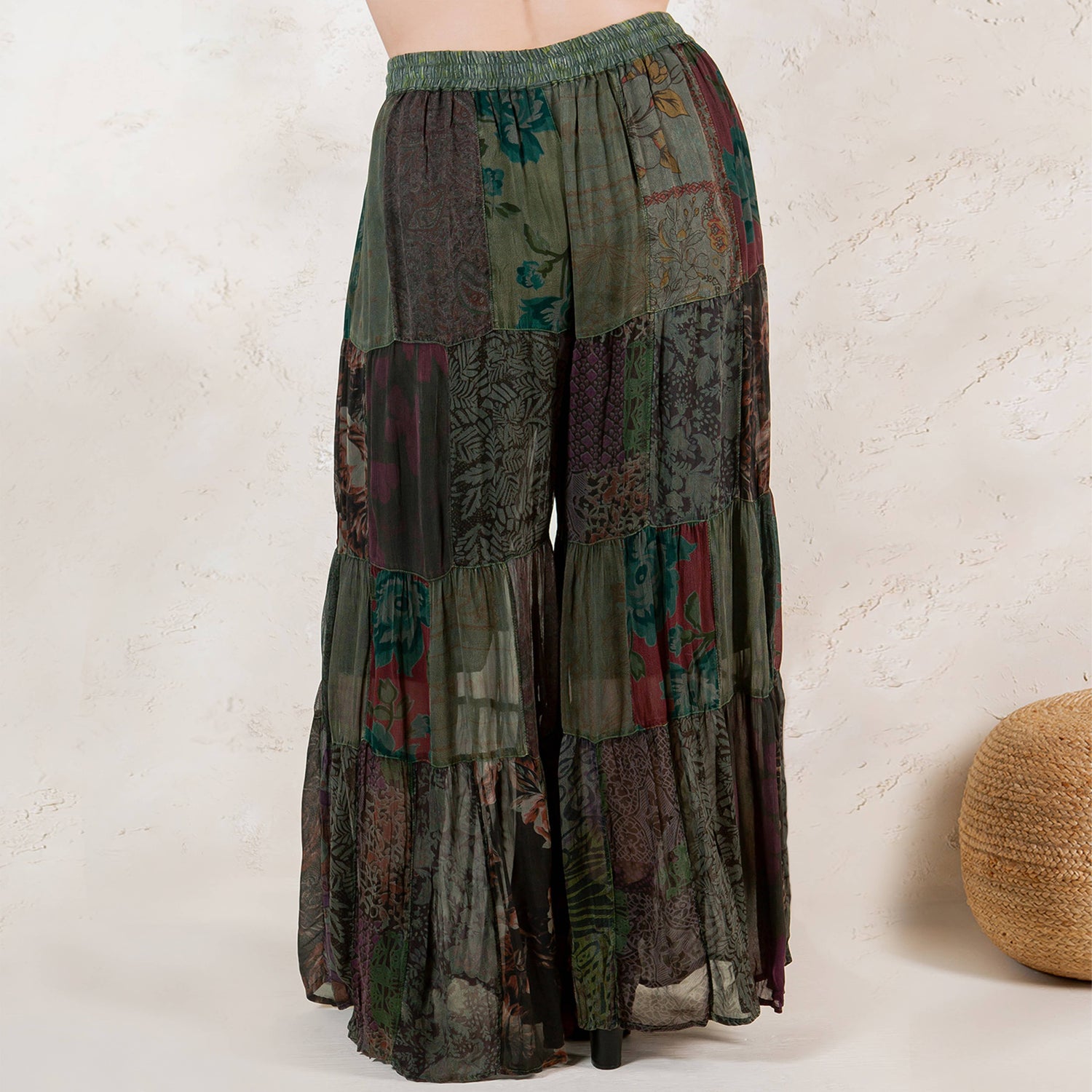 Long Flared Patchwork Pants