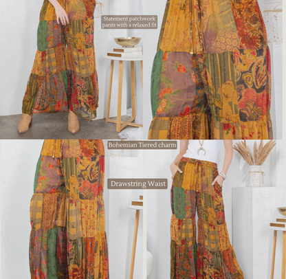 Long Flared Patchwork Pants