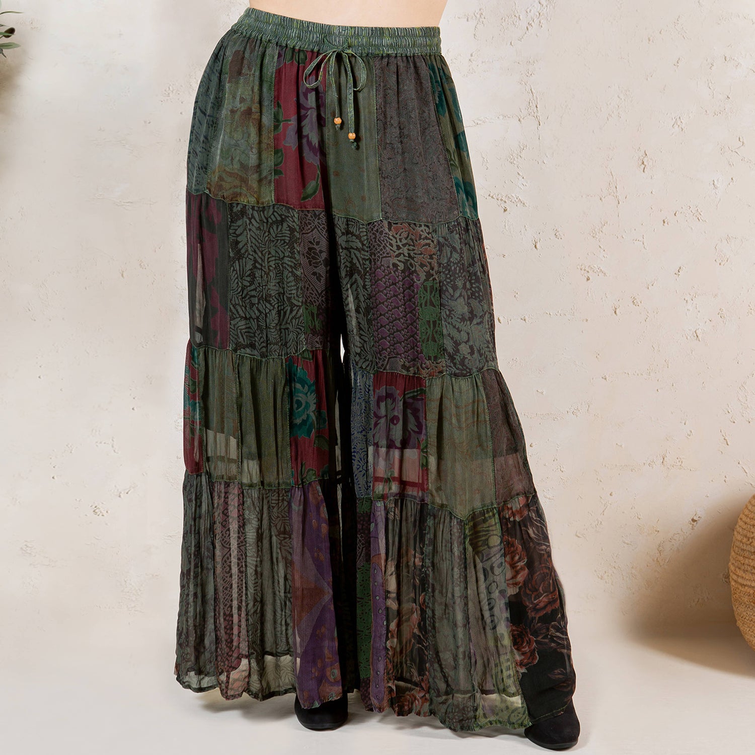 Long Flared Patchwork Pants