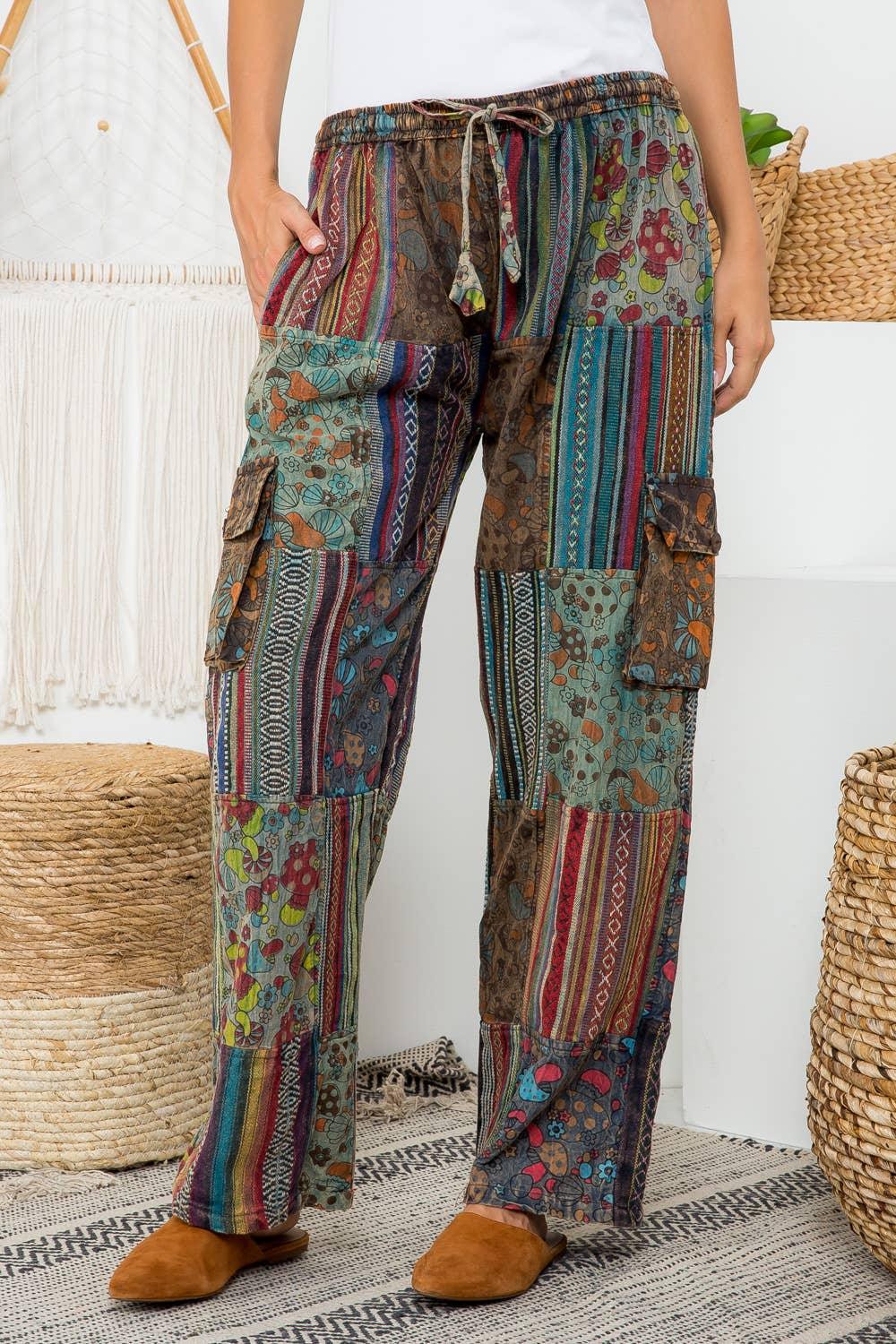 Mushroom Patchwork Pants - Random Hippie