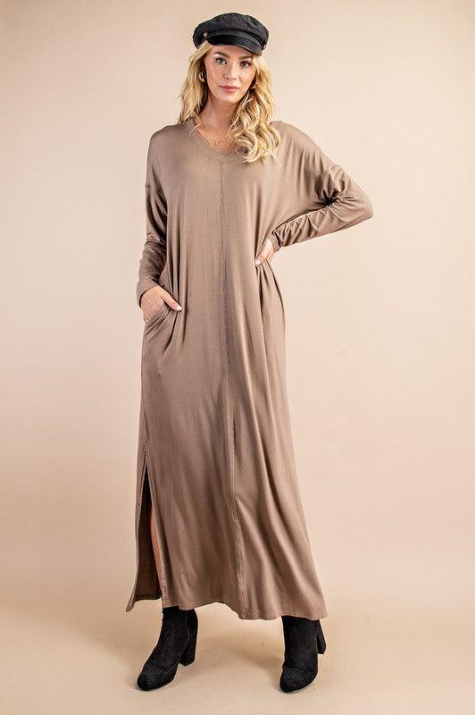 Solid Jersey Maxi Dress - Random Hippie